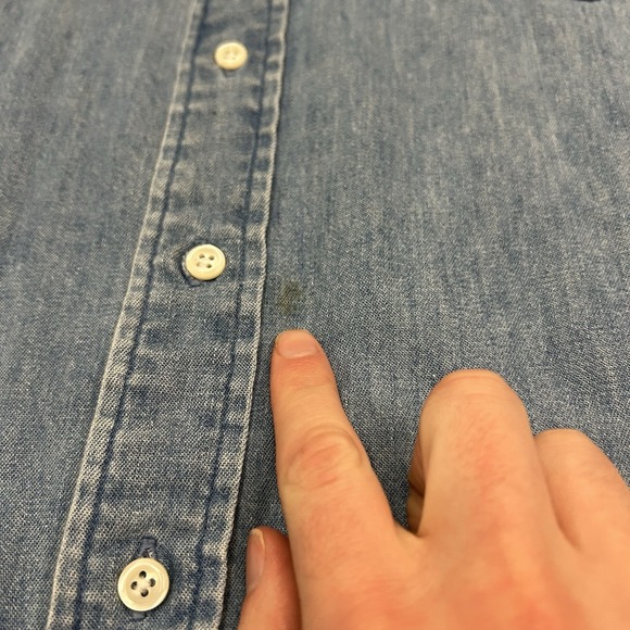 Vintage Polo Ralph Lauren Denim Band Collar Shirt Mens Large Cotton Long Sleeve - Picture 4 of 8